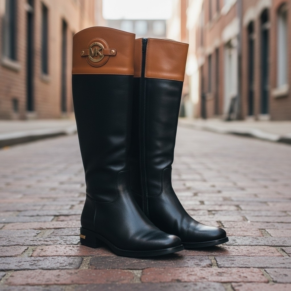 Micheal Kors Stockard Brown / Black Leather Boots